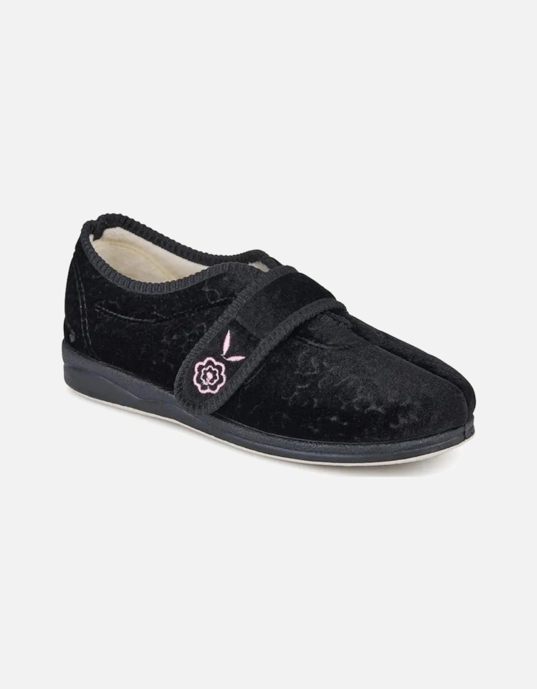 CAMILLA Womens (2E Fit) Touch Fasten Slippers Black