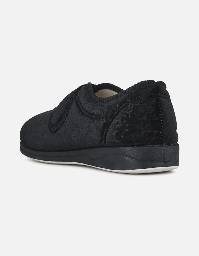 CAMILLA Womens (2E Fit) Touch Fasten Slippers Black