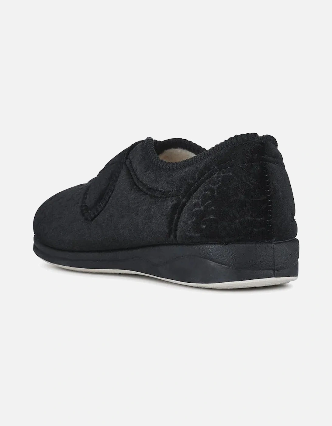 CAMILLA Womens (2E Fit) Touch Fasten Slippers Black