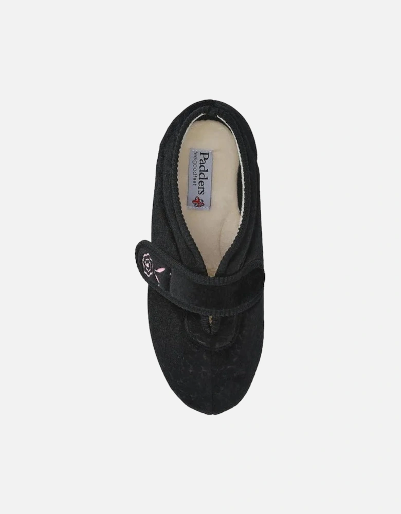 CAMILLA Womens (2E Fit) Touch Fasten Slippers Black