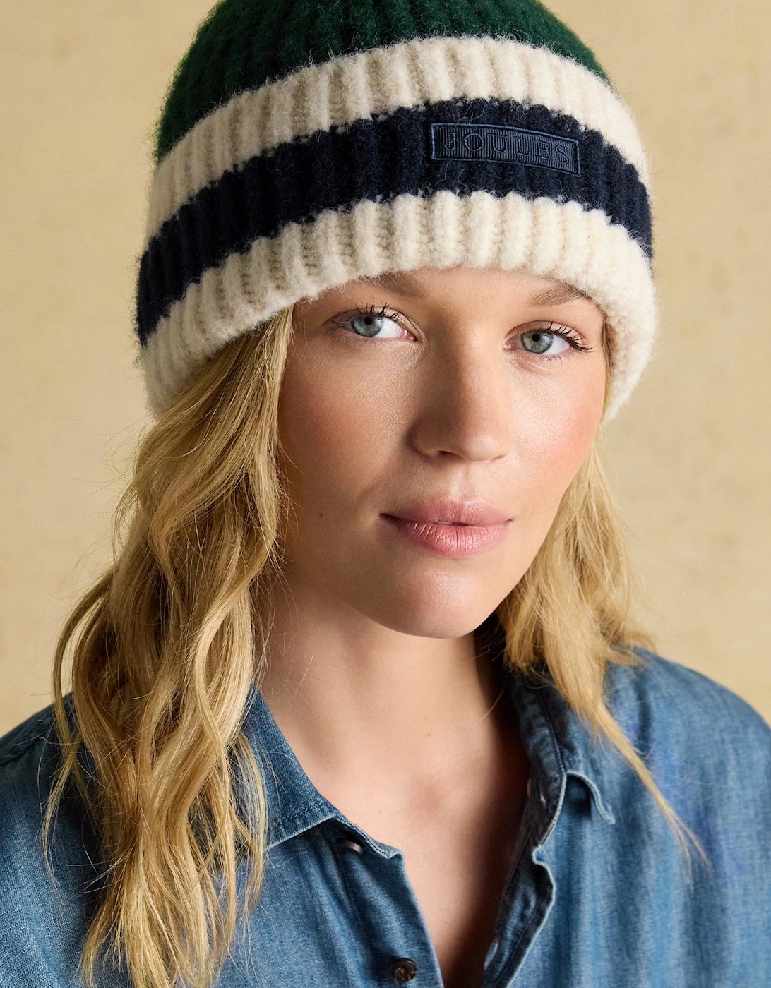 POPLEY STRIPE Womens Beanie Green/Blue