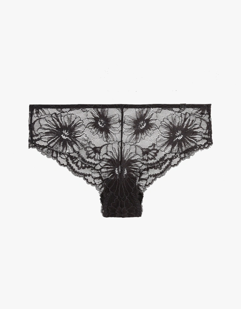 FLORAL LACE Womens Brazilian Briefs Black