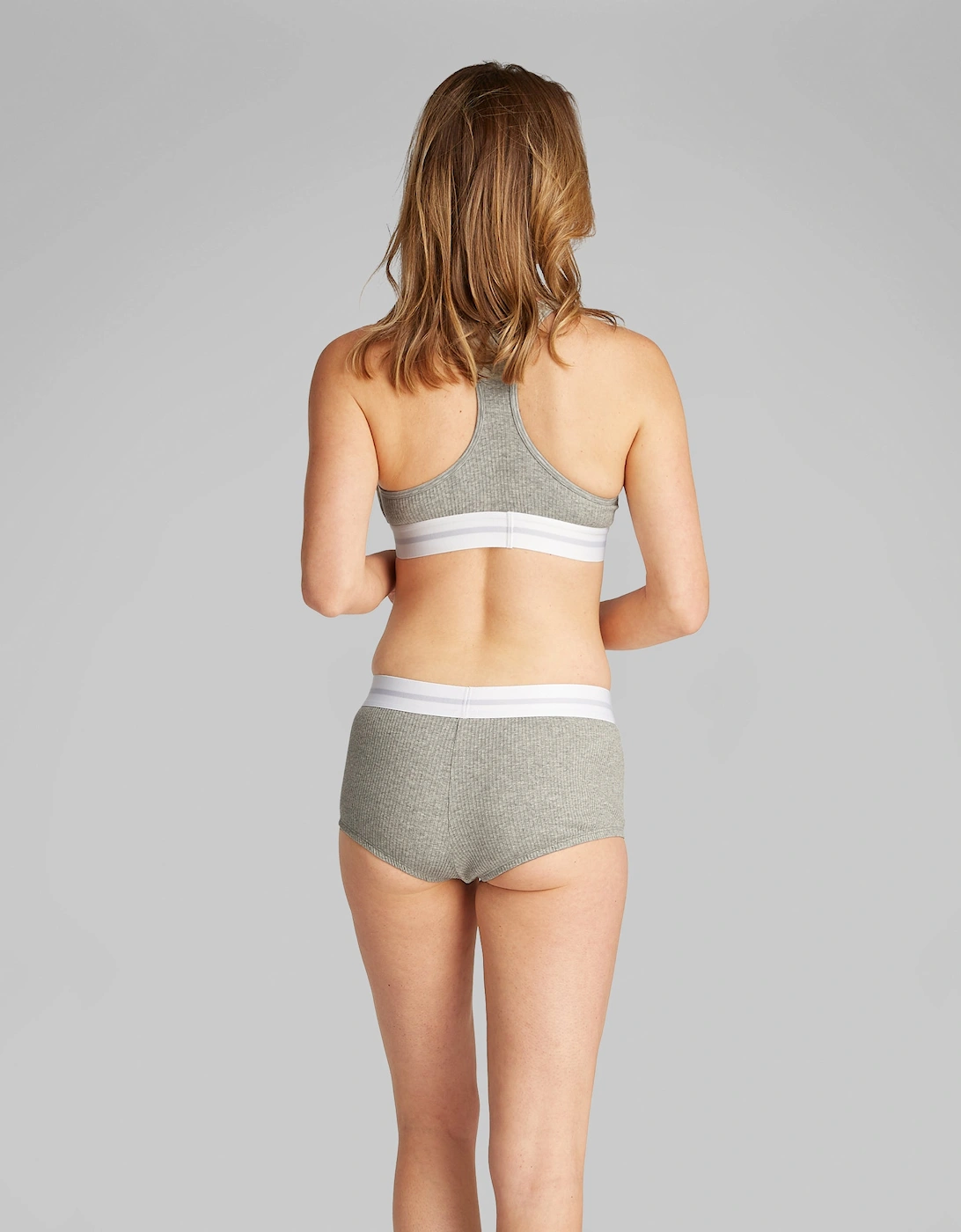 COTTON MODAL RIB Womens Bralette Grey Heather
