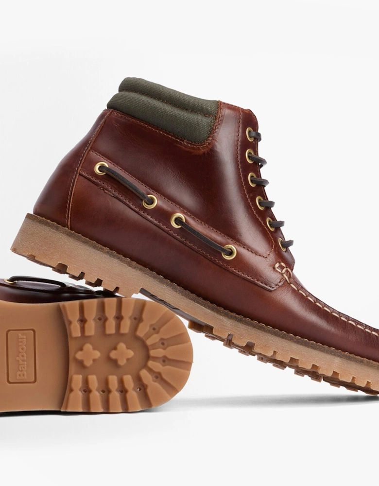 TILLER Mens Moccasin Boots Mahogany