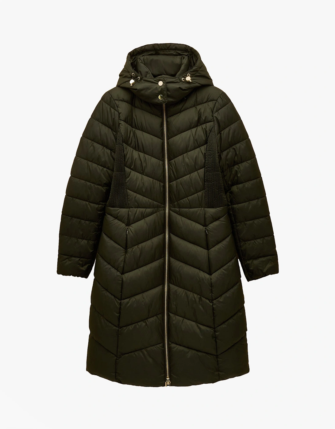 PEMBURY Showerproof Longline Padded Coat with Hood Khaki, 7 of 6