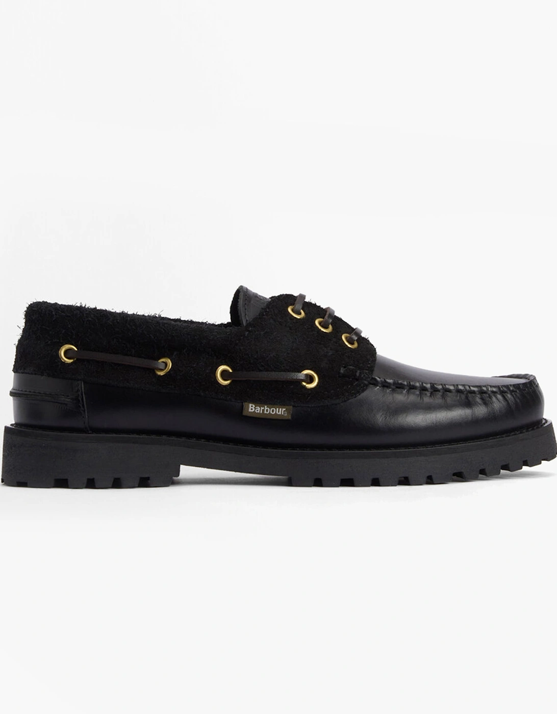 Men's Barbour DECK Mens Boat Shoe Black - Size: 11