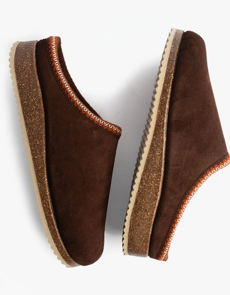 2258 Mens Suede Mule Slippers Brown