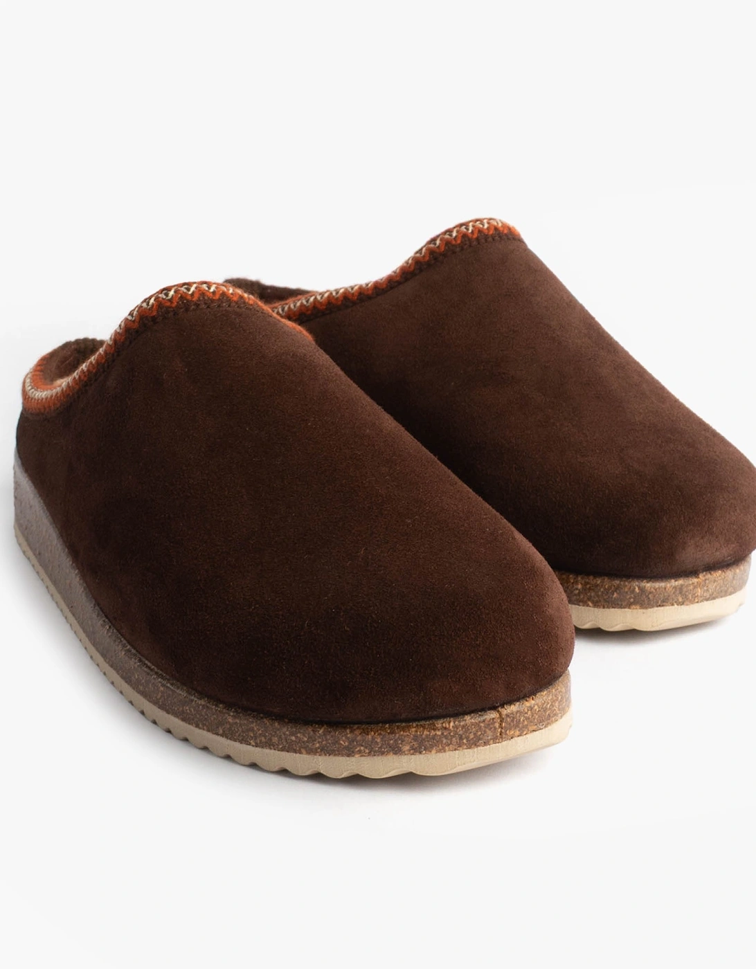 2258 Mens Suede Mule Slippers Brown