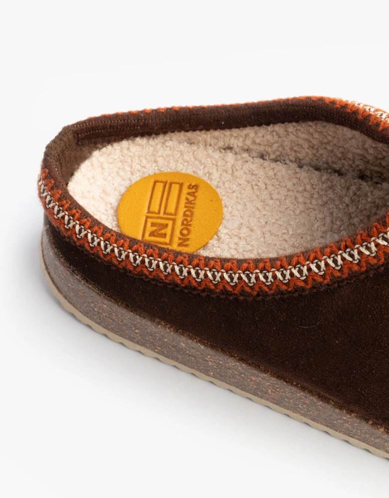 2258 Mens Suede Mule Slippers Brown