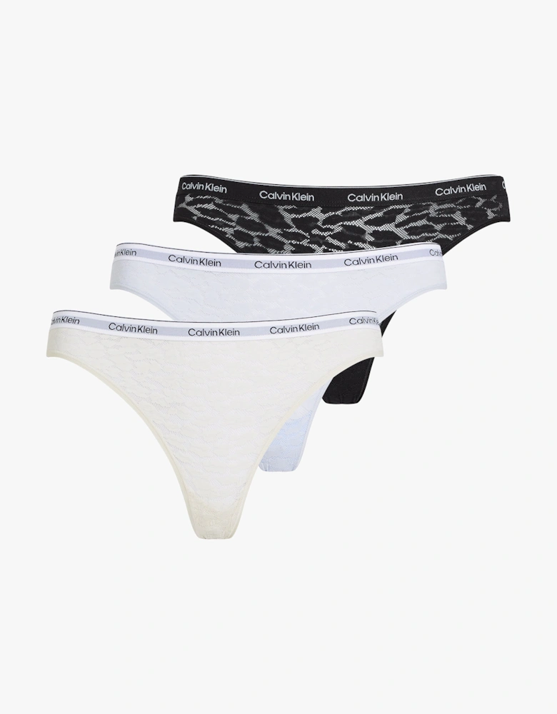 3 Pack Womens Lace Bikini Briefs Black/Chalk/Halogen Blue