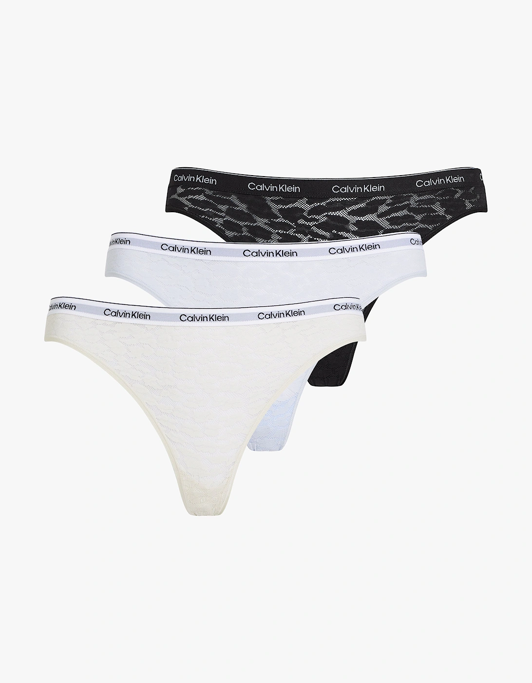 Women's Calvin Klein 3 Pack Womens Lace Bikini Briefs Black/Chalk/Halogen Blue - Multi - Size: MEDIUM
