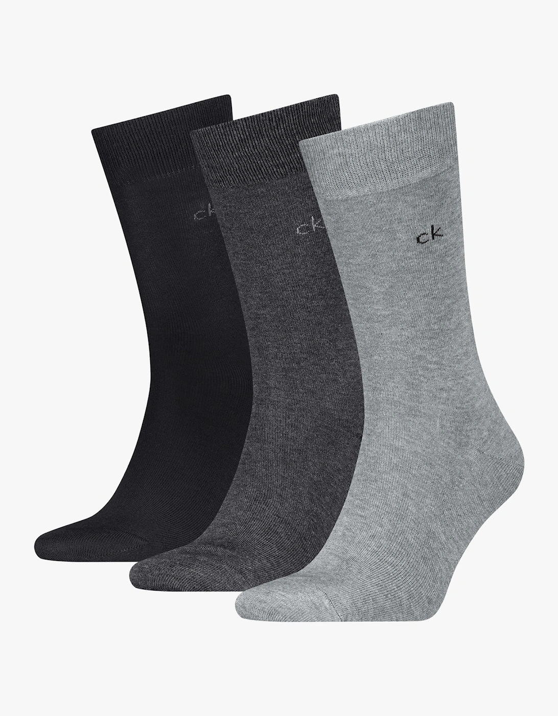 3 Pack Mens Crew Socks Grey Melange, 2 of 1