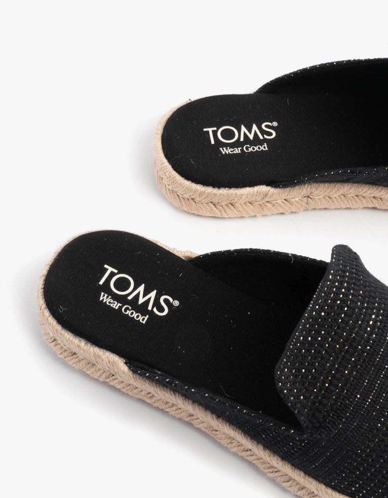 SANTIAGO MULE Womens Espadrille Black