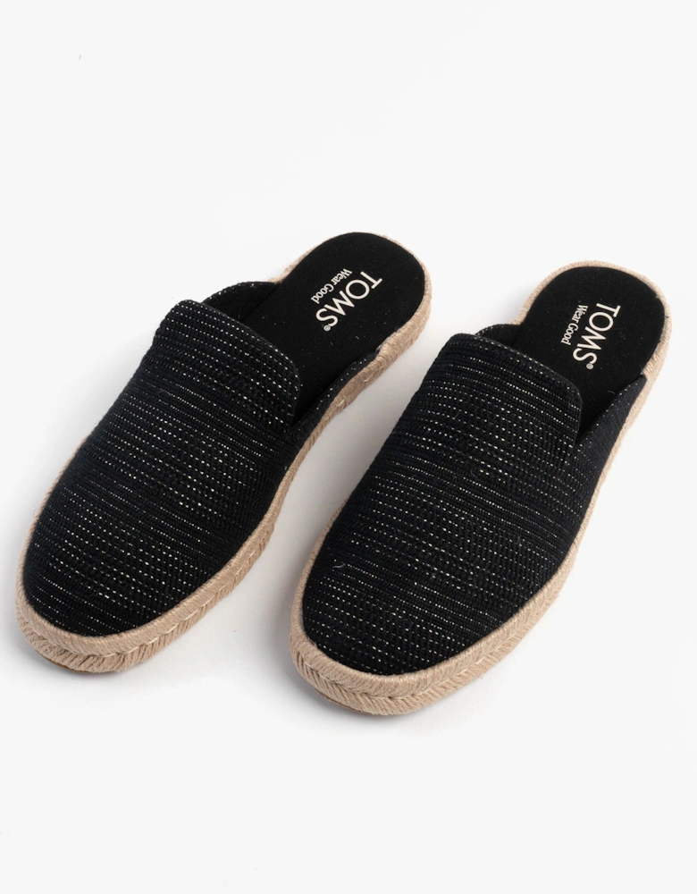 SANTIAGO MULE Womens Espadrille Black