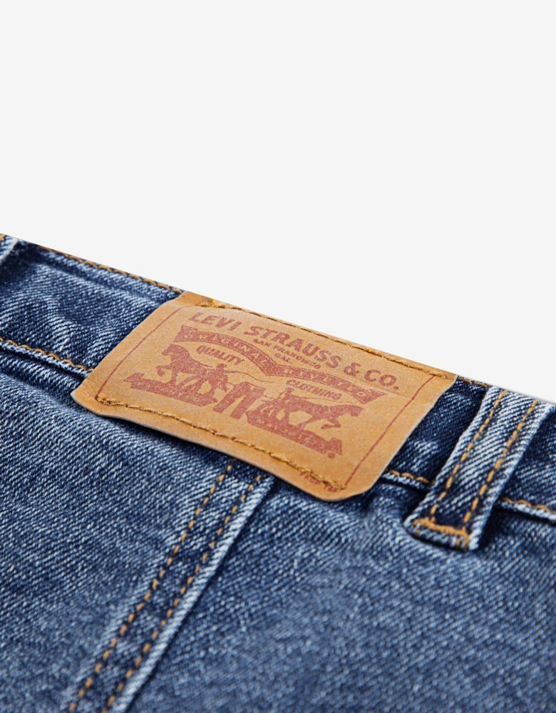 Girls Button Front Denim Skirt in Blue
