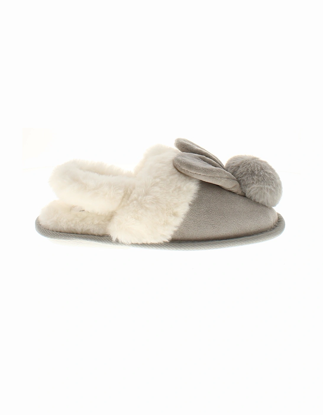 Girls Bunny Slippers Faux Fur Back Strap Yara grey UK Size