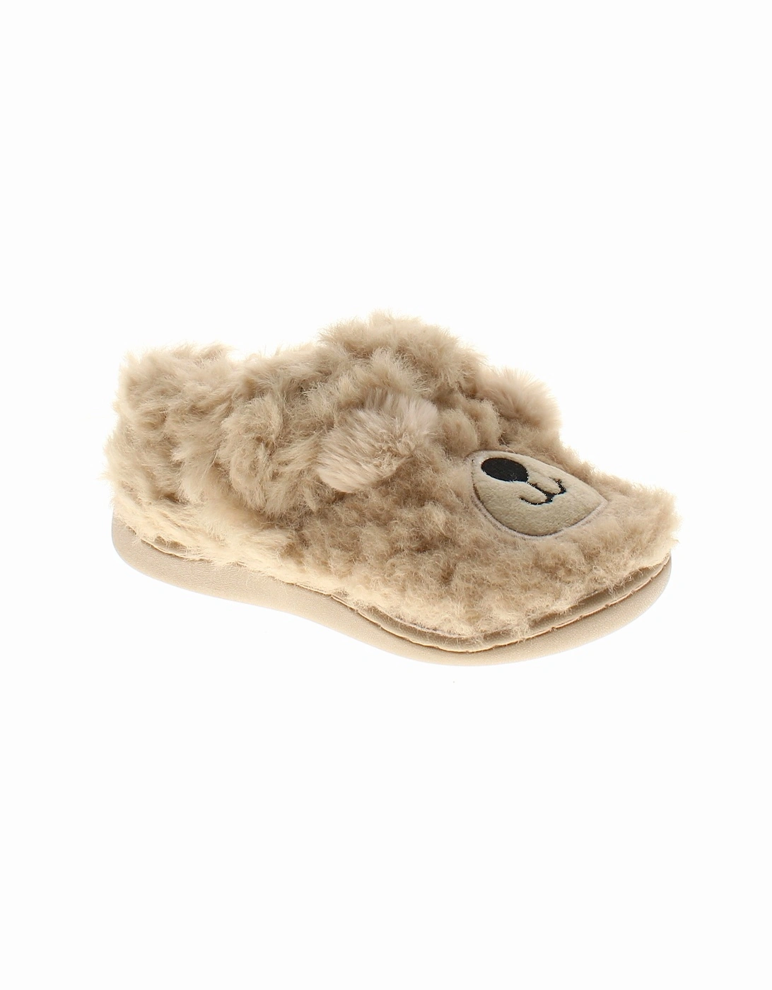 Girls Full Slippers Soft Teddy beige UK Size, 6 of 5