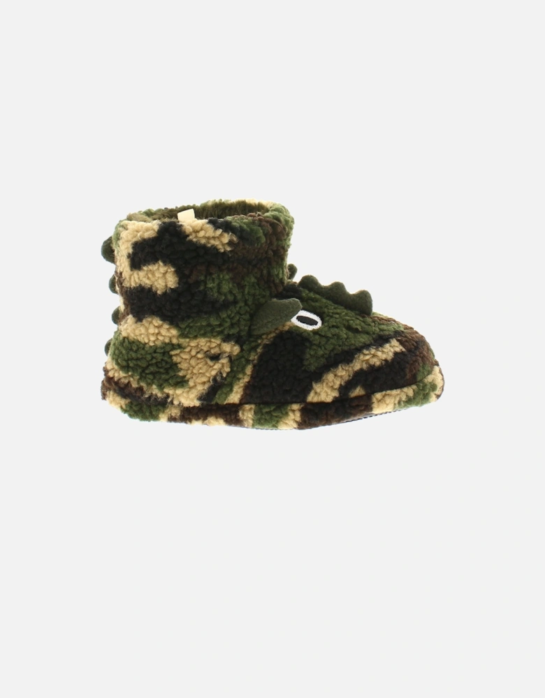 Dinosaur Hunter Boys Slippers Bootie Novelty Roland green UK Size