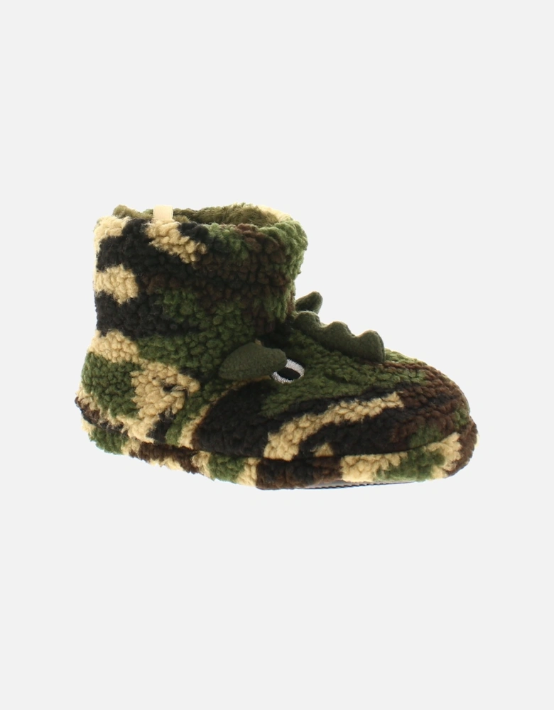 Dinosaur Hunter Boys Slippers Bootie Novelty Roland green UK Size