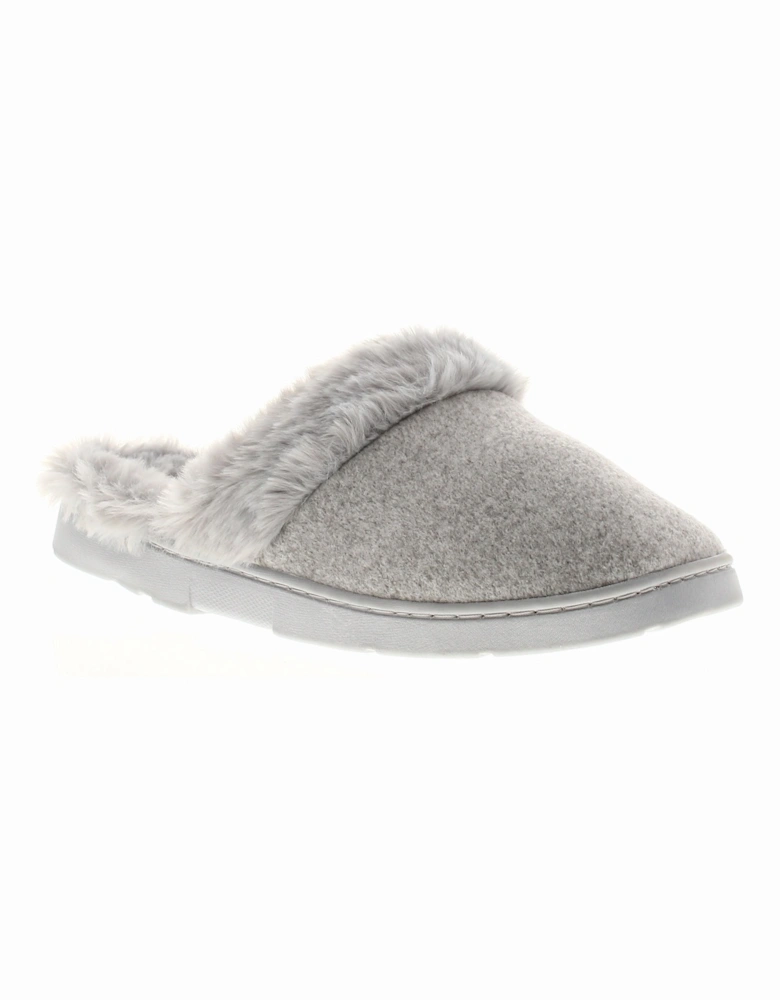 Womens Slippers Decca Slip On Mule Flat Grey UK Size