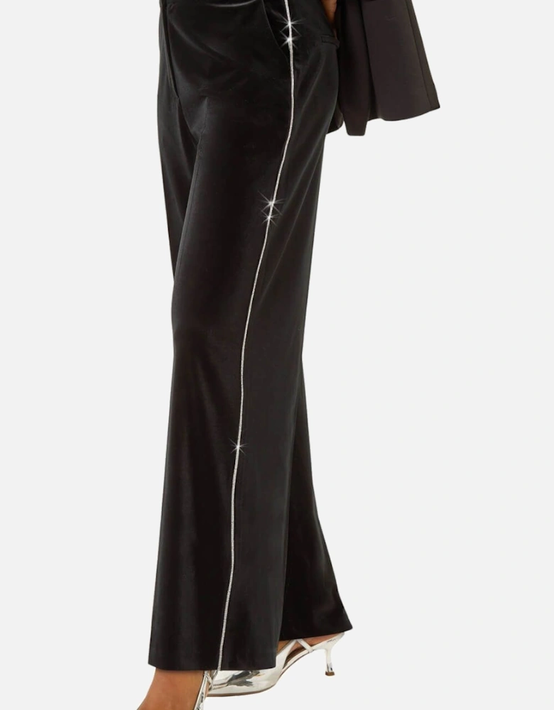 Velvet Diamante Side Trim Trouser