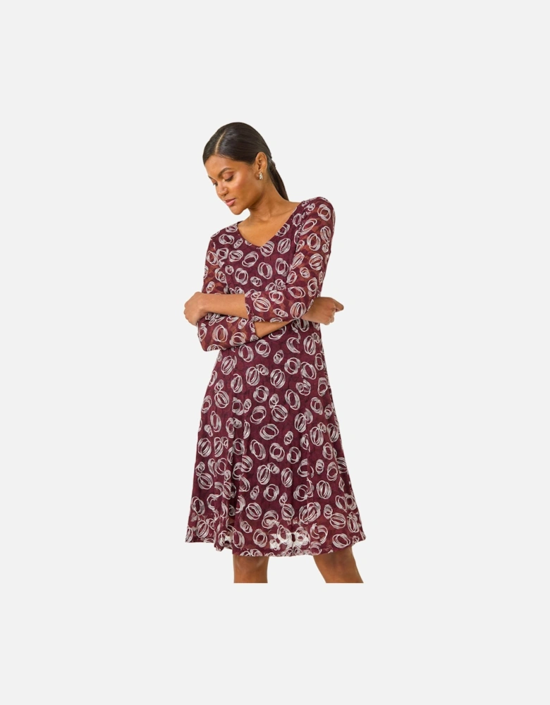 Geo Print Lace Stretch Dress