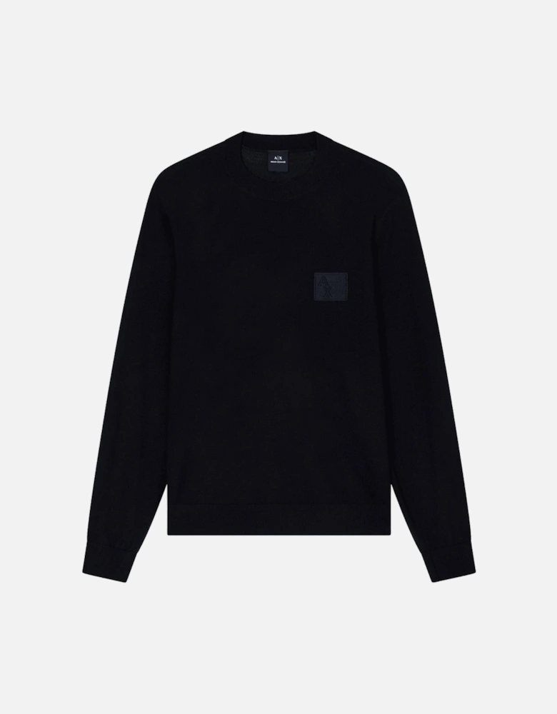 Rubber Logo Black Knitwear Sweater