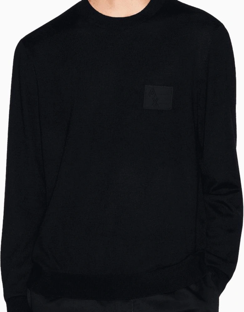 Rubber Logo Black Knitwear Sweater