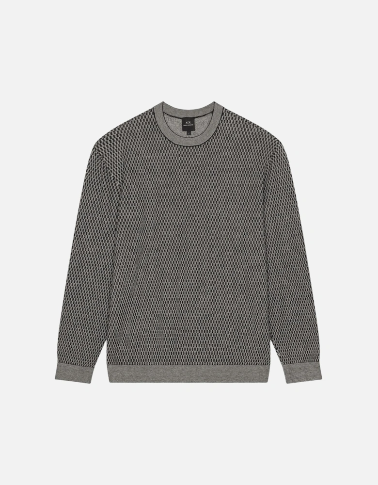 Navy/Brown Pattern Knitwear Jumper