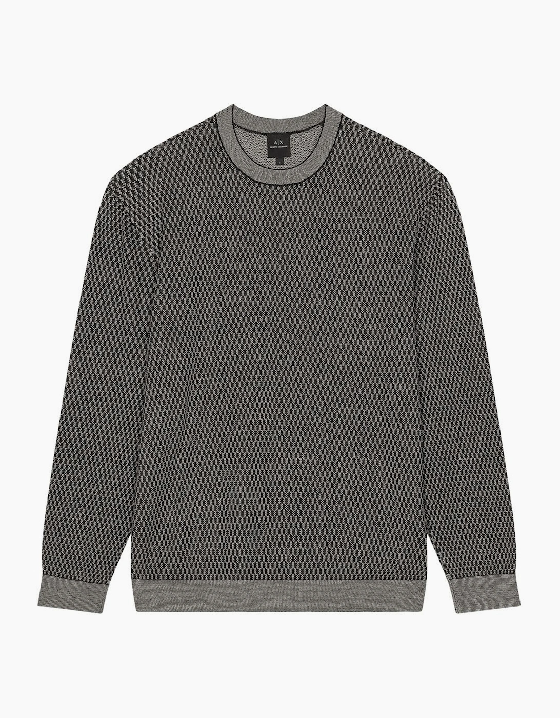 Armani Exchange Men's Navy/Brown Pattern Knitwear Jumper - Grey - Size: 42