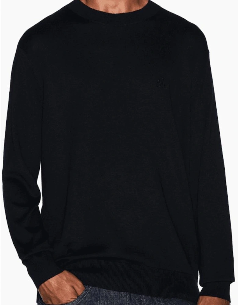 Embroidered Logo Fine Knit Black Knitwear Jumper