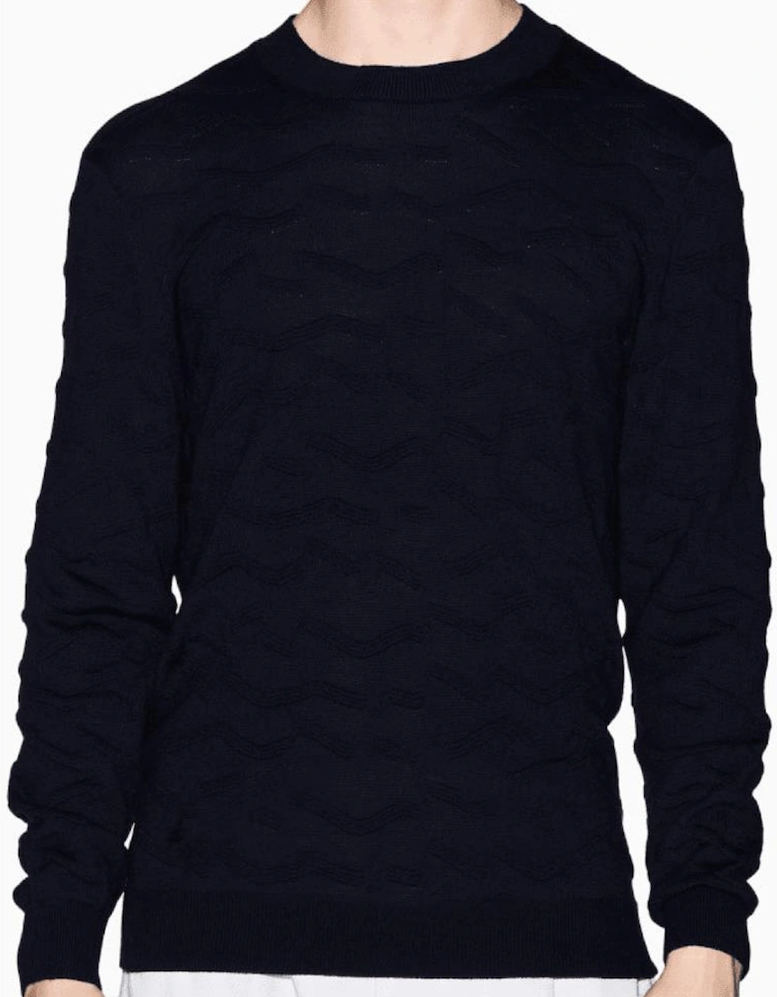 Wave Texture Navy Knitwear Sweater