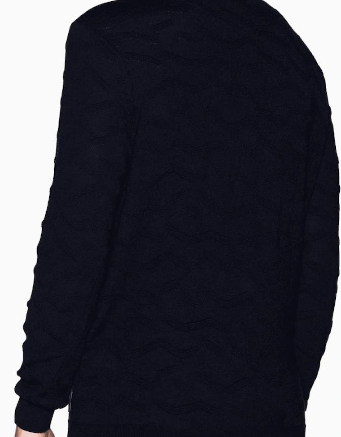 Wave Texture Navy Knitwear Sweater