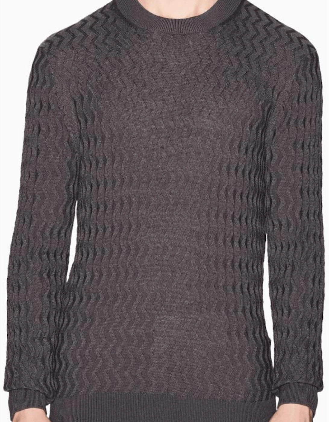 Wave Texture Grey/Brown Knitwear Sweater