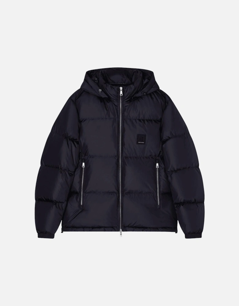 Nylon Black Hooded Puffer Jacket