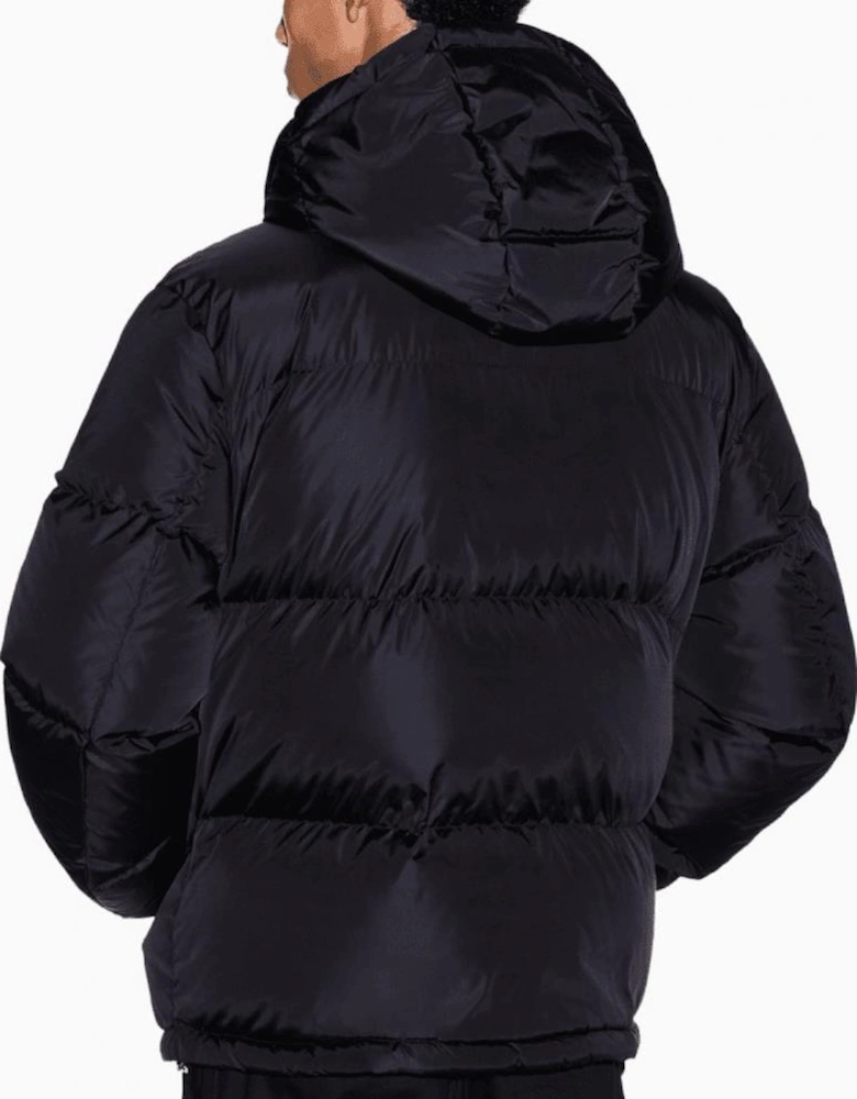 Nylon Black Hooded Puffer Jacket