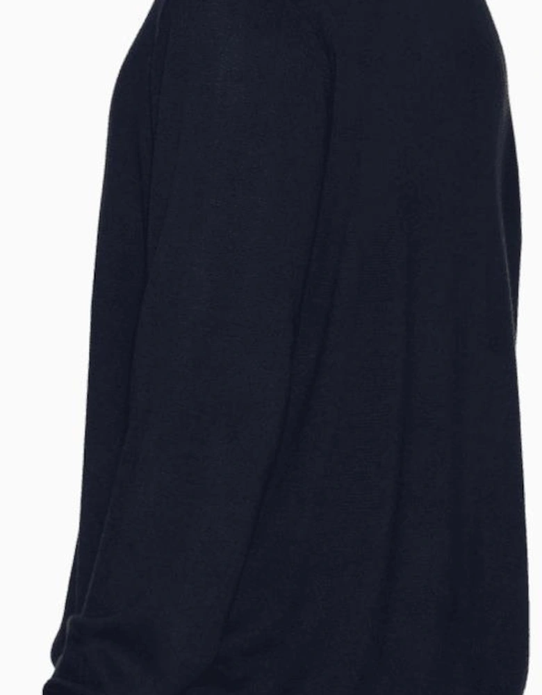 Embroidered Logo Fine Knit Navy Knitwear Jumper