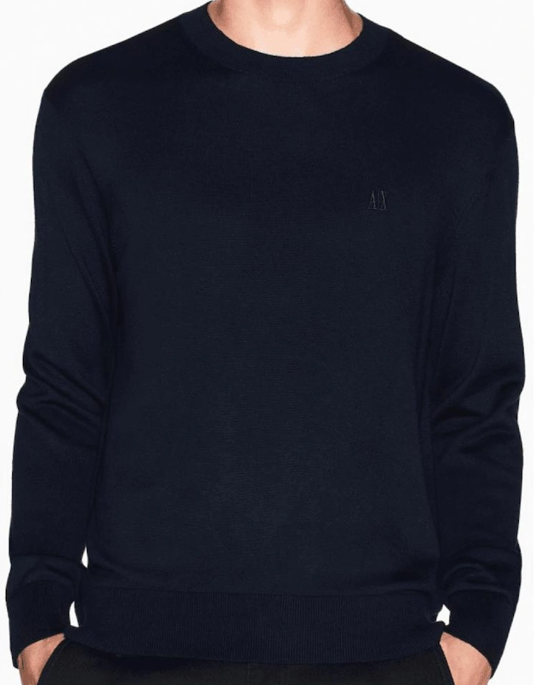 Embroidered Logo Fine Knit Navy Knitwear Jumper