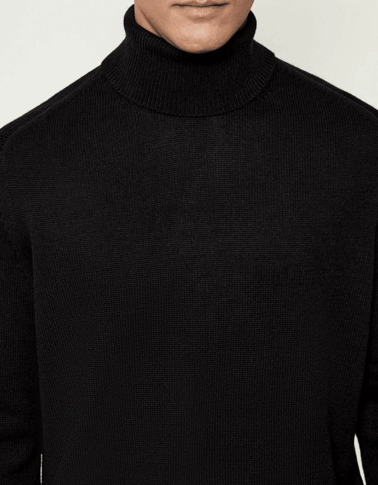 Ribbed Knit Turtle Neck Black Knitwear Jumper
