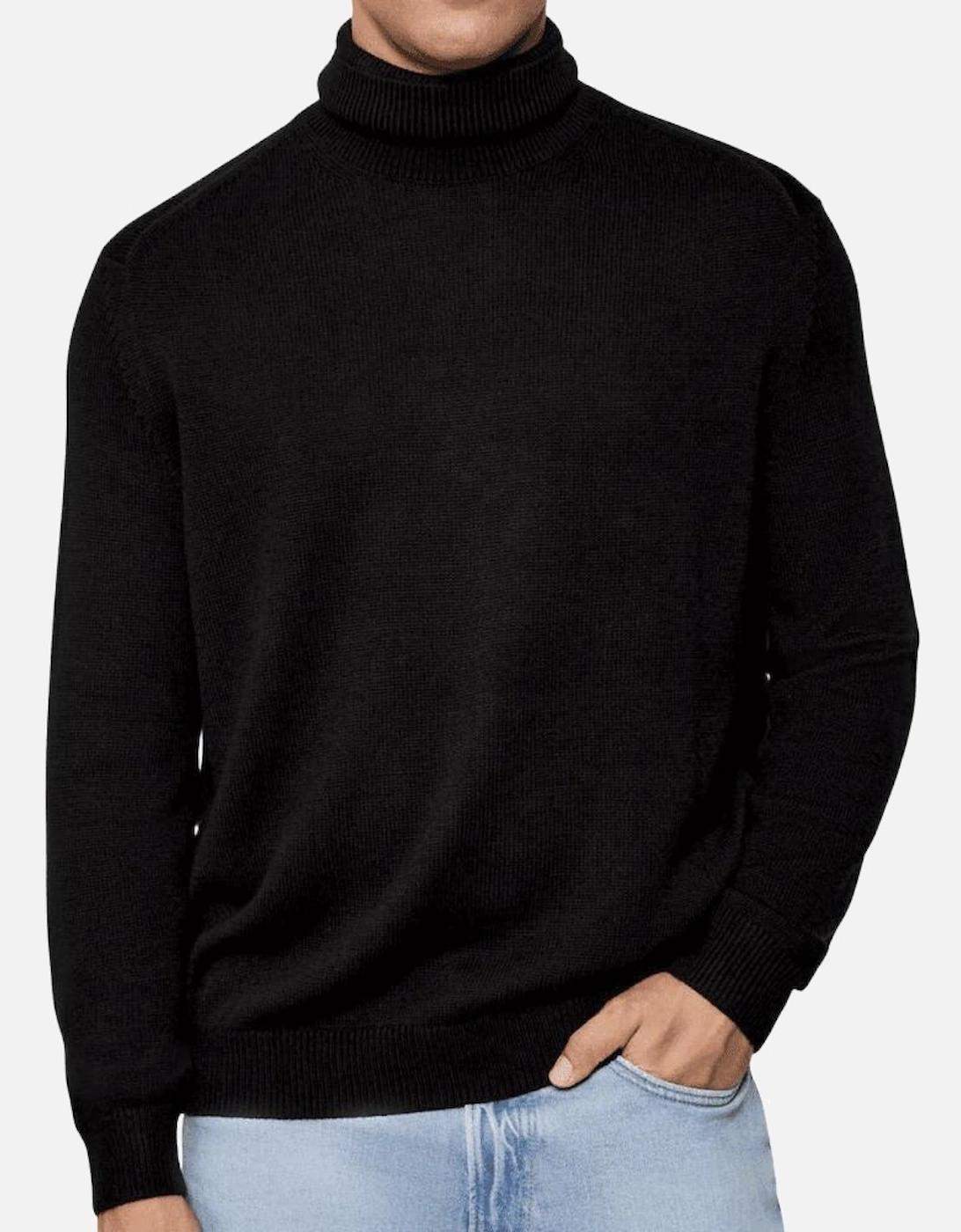 Ribbed Knit Turtle Neck Black Knitwear Jumper, 4 of 3