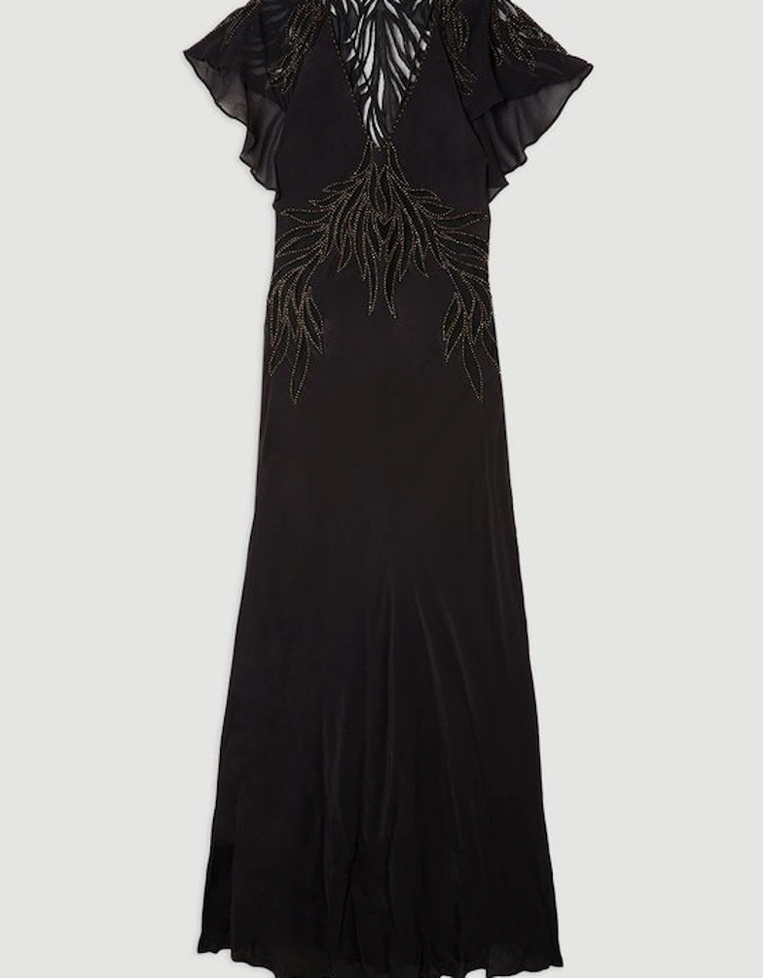 Embellished Applique Georgette Satin Woven Maxi Dress