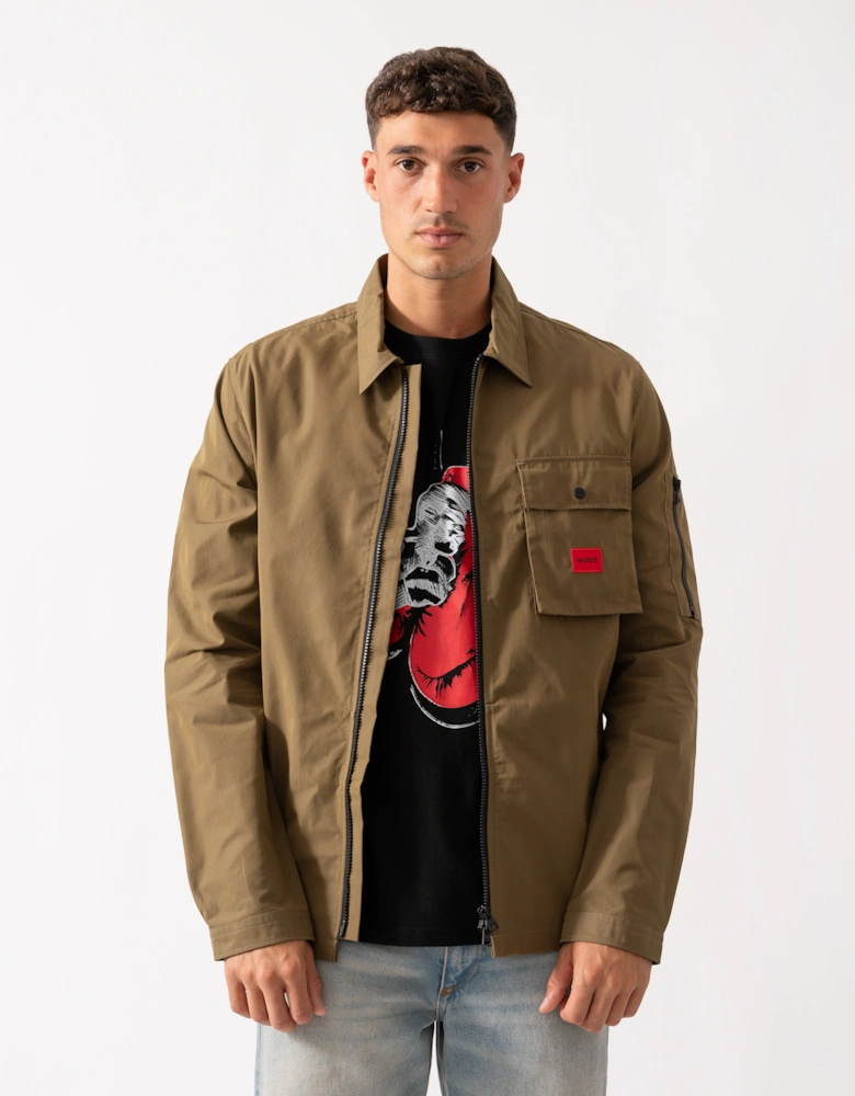 HUGO Emmond Mens Zip Overshirt - Open Green 355