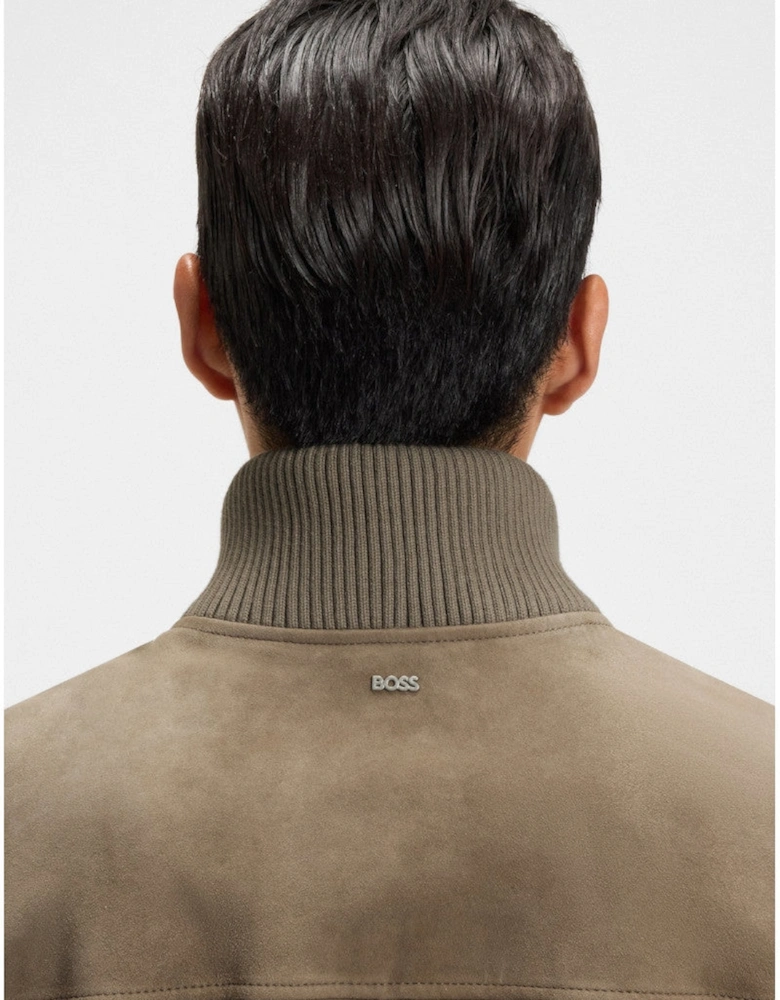 BOSS Black H-Maparo Leather Jacket 245 Open Brown