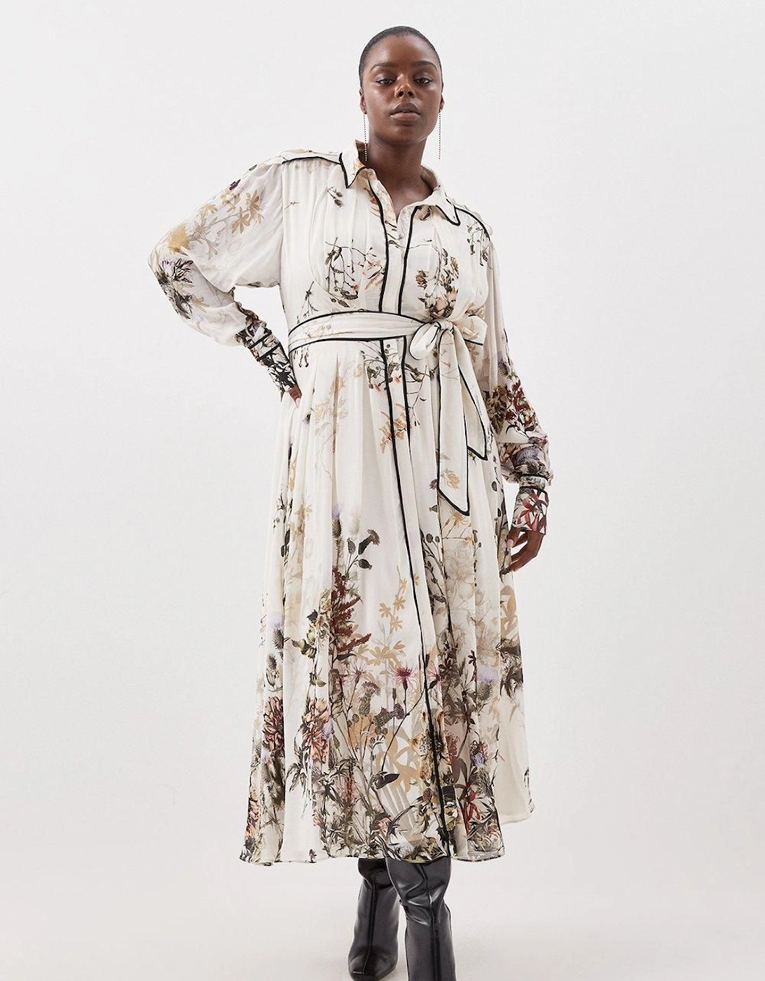 Lydia Millen Plus Size Viscose Woven Floral Shirt Woven Midi Dress, 2 of 1