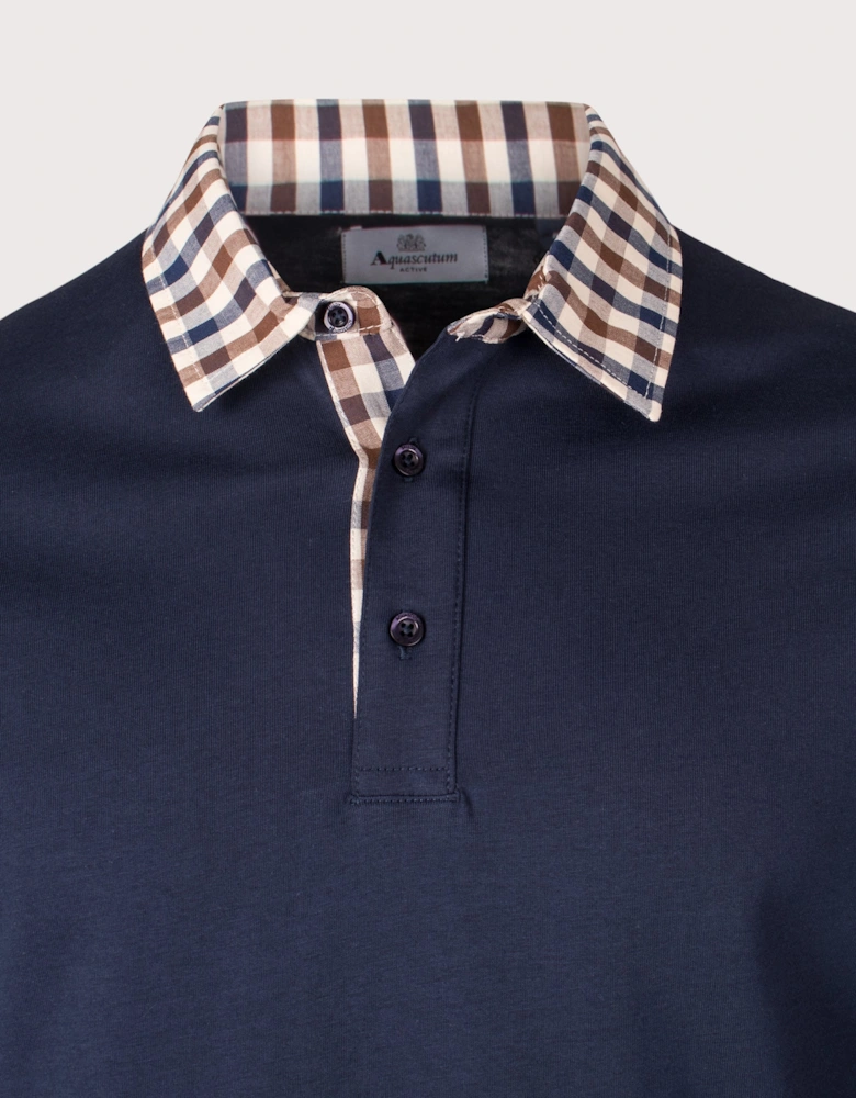 Club Check Collar Long Sleeve Polo Shirt