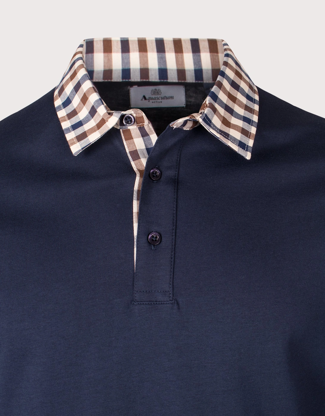 Club Check Collar Long Sleeve Polo Shirt