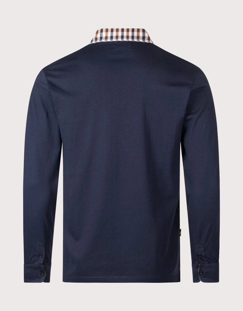Club Check Collar Long Sleeve Polo Shirt