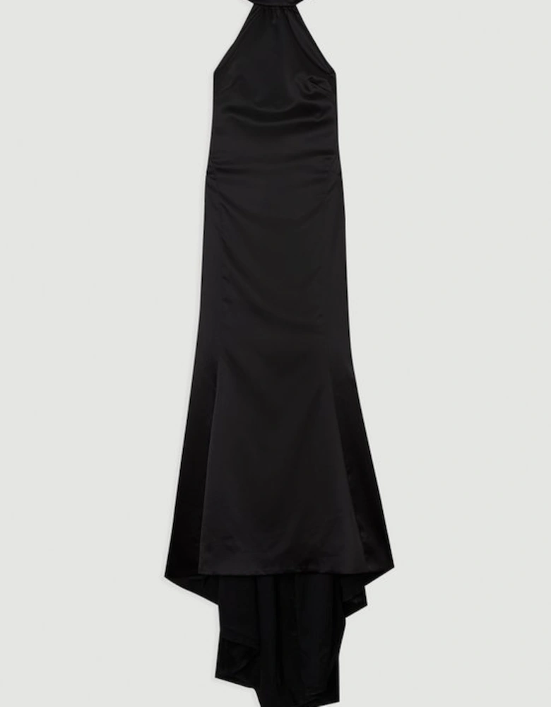 Premium Satin Halter Neck Tailored Maxi Dress