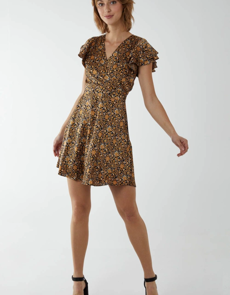 Wrap Frill Mini Dress