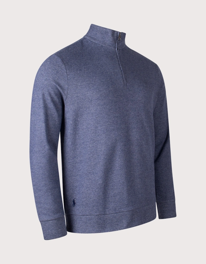 Textured Double-Knit Quarter Zip Sweatshirt